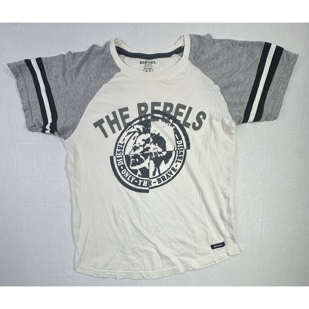Diesel "The Rebels" Only The Brave Graphic T-Shirt White Gray Youth M 10-12